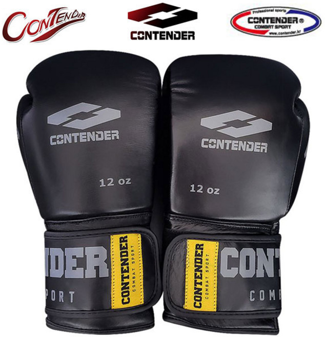 컨텐더 새 디자인 업그레이드 헤비 가죽 복싱글러브 권투장갑 10온스 12온스 14온스 16온스, 블랙