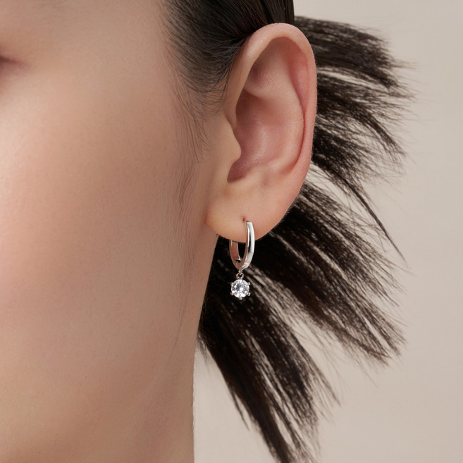 KRKC 14k 도금 링귀걸이 실버 925 원터치 데일리 귀걸이 큐빅 귀걸이 데일리 귀걸이