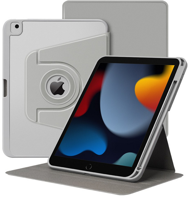 DUNNO 자기 흡착 회전식 탈착식 투명 하드 PC 후면 아이패드 케이스, 1개, 회색