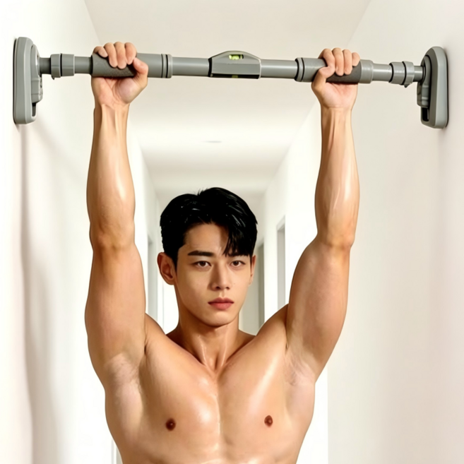디엔피오 흠집방지 안전철봉 문틀 철봉 문 벽 가정용 턱걸이 홈트 풀업바 운동기구, 그레이