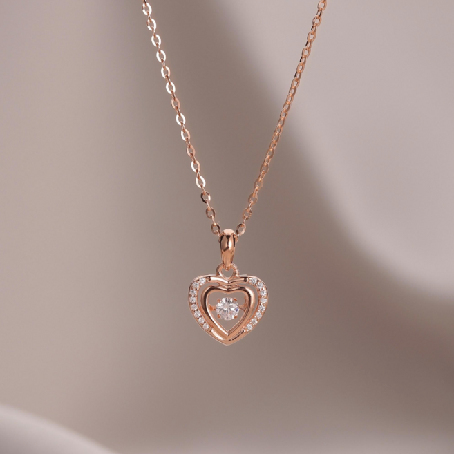 티모니 여성용 14k GF하트 댕신 큐빅 목걸이 데일리 패션 여친 선물 추천