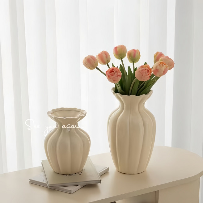 코코멜론 프렌치 빈티지 세라믹 도자기 화병, 대형