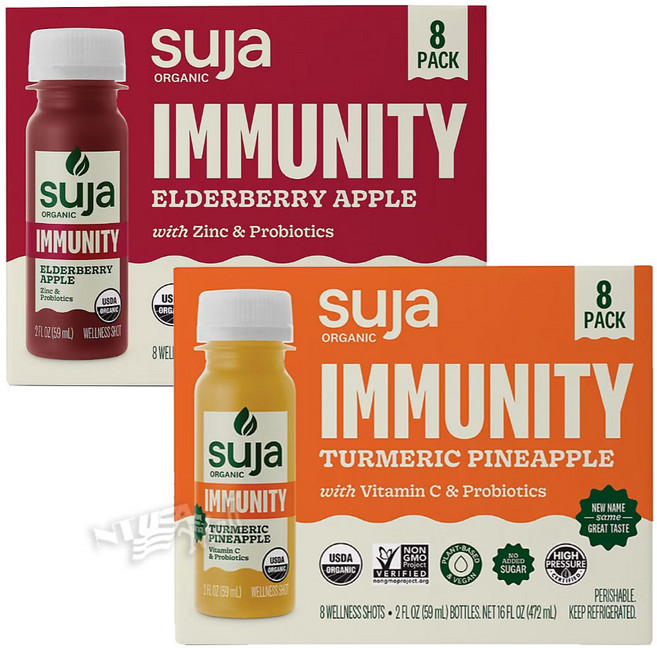수자 오가닉 유기농 이뮤니티 디펜스 샷 59ml 8팩 SUJA ORGANIC IMMUNITY DEFENSE SHOT, GINGER TURMERIC PINEAPPLE