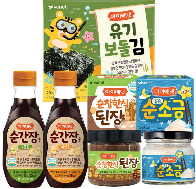 아이배냇 양념세트 보들김+순간장국물용+순간장비빔용+된장+소금, 1개, 보들김+순간장(국물용+비빔용)+된장+소금