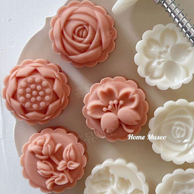 눈꽃 아이스월병틀 화과자 육각 전통 과자 송편 증편 떡살 떡도장 모양 틀 신형 50g 75g, 1개