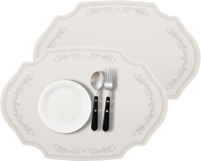 디아르 국내산 플래티넘 실리콘 식탁매트 아마빌레, 2개, 44x30cm, 오트밀베이지