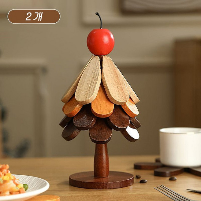 ORZQU 트리 냄비받침 나무받침 식탁 테이블매트 집들이 선물 테이블 매트, 사과, 2개