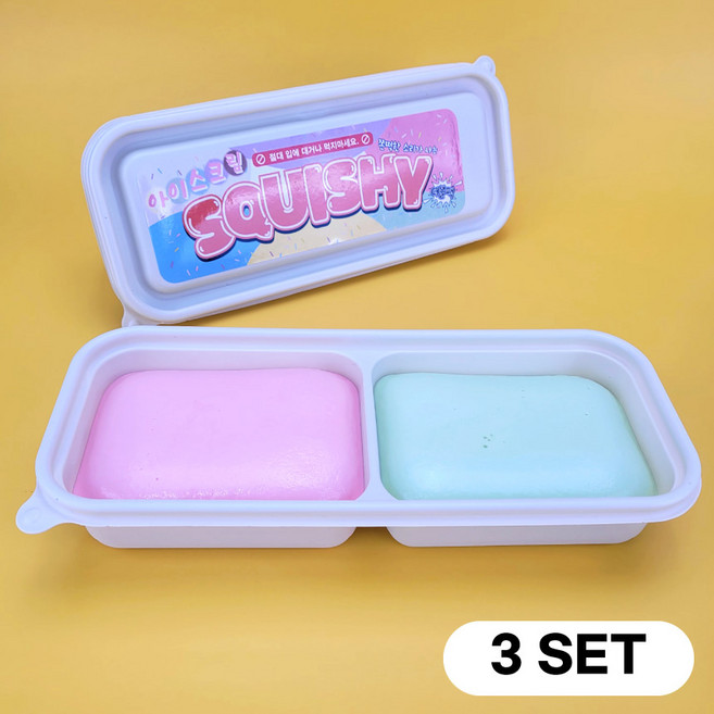 더블팩 젤라또 도시락 박스 아이스크림 스퀴시 말랑이 힐링템 스트레스해소, 3개, 더블팩아이스크림스퀴시