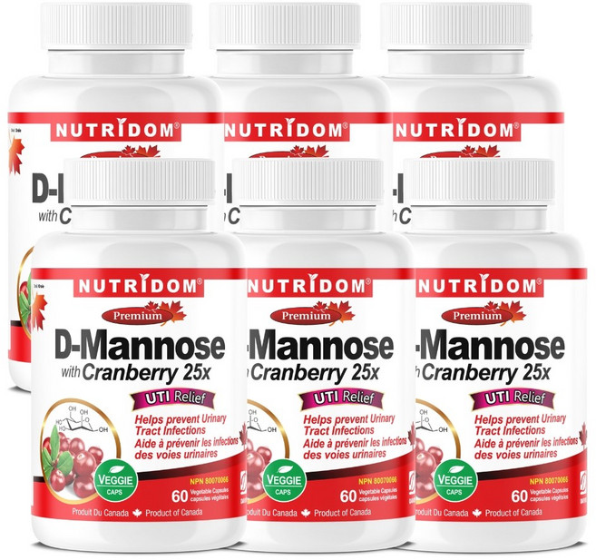 (3팩 특가) 뉴트리돔 D 만노즈 500mg 마노스 맨노스 크랜베리함유 60캡슐 N278, 6개, 60정