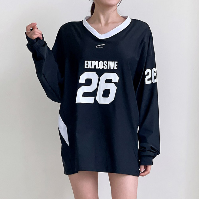 오르웨인 남자 여성 래쉬가드 상의 럭비티 루즈핏 긴팔 수영복