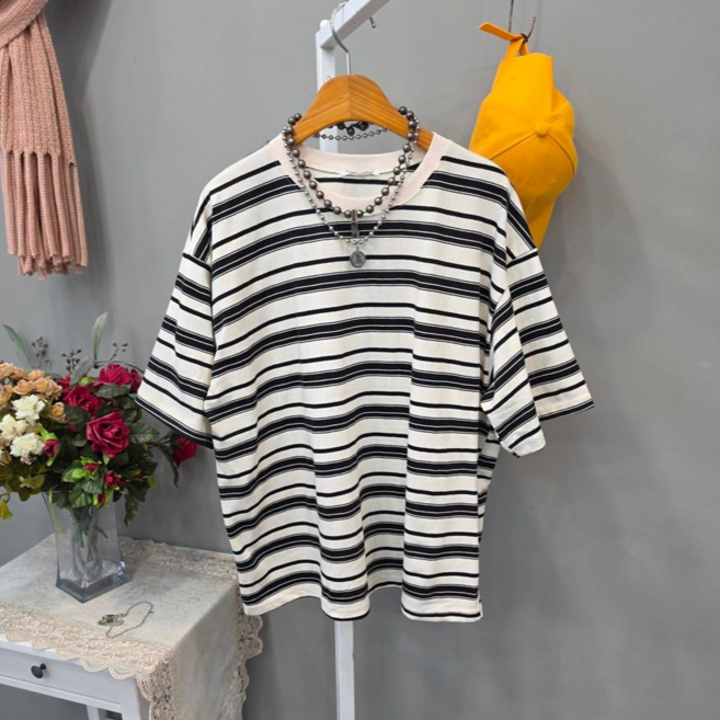 산트리 스트라이프 여유핏 반팔티