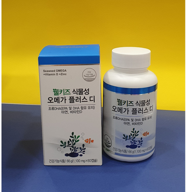 [어린이용용 오메가3 츄어블]월키즈 식물성 오메가플러스디 츄어블 60캅셀 1개, 90정