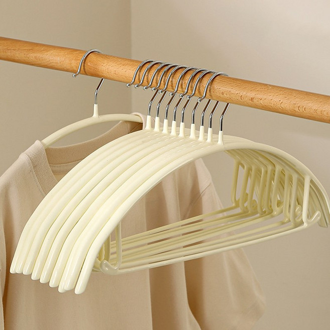 쿠빙홈 베이직 논슬립 어깨 뿔 방지 옷걸이 10개 세트, 1세트, 아이보리