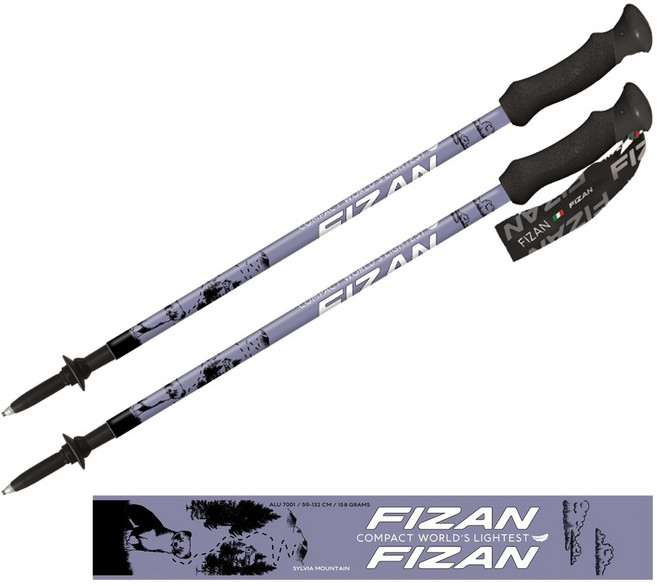 FIZAN 三節式鋁合金登山杖, 雪山紫二入組, 1個