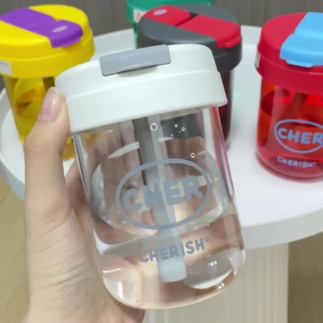 마블 스파이더맨 300ml 플라스틱 빨대 휴대용 야외 스포츠 우유 컵 물병 (여아용), 01 브라운