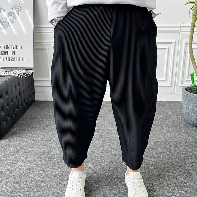 남자 벌룬팬츠 9부 밴딩 스판 플리츠 배기바지