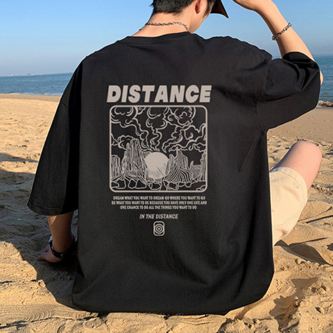 데일로엔 남성 오버핏 반팔티 캐주얼 백프린팅 티셔츠