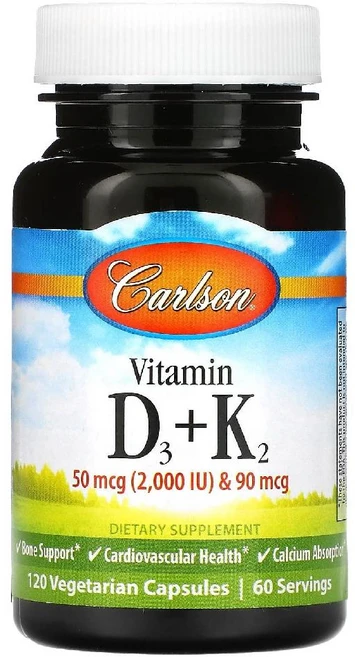 칼슨 비타민D3 비타민K2 120캡슐 MK7 메나퀴논, 120 Count, 120정, 1개 - 쿠팡