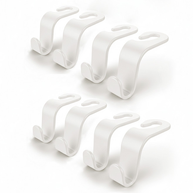 아이베리 HQ 차량용 헤드레스트 후크 걸이 4개입 8개입, 8개, 화이트