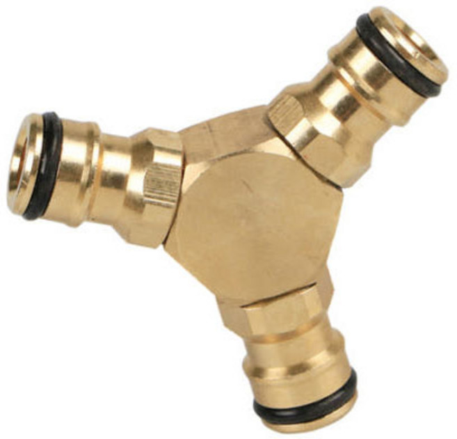 다이모공구 일자형호스연결소켓 원터치 어댑터 녹방지 물호스커넥터 연결구, 09.신주-Y자분배기, 1개