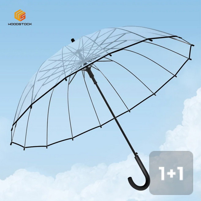 1+1 바람에도 끄덕없는 POE소재 16K 투명 장우산 WS-UM01