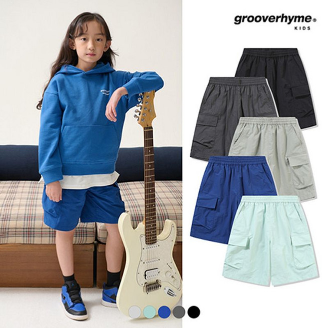 그루브라임키즈 유니 N100 나일론타슬란 풀밴딩 카고 5부 쇼츠 레귤러핏 5COLOR LIAMCNH755P