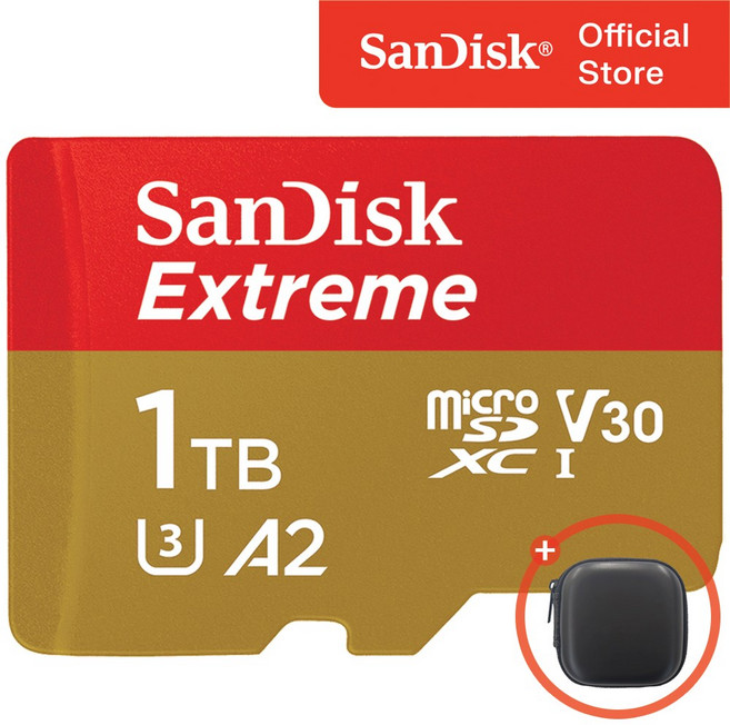 샌디스크 익스트림 마이크로 SD 카드 + 보관 케이스 패키지, 1TB, 1개