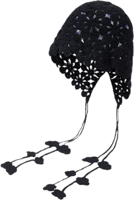 Makone 여성 레이스 니트 펀칭 꽃무늬 후크니트핏 빈티지 얇은 니트 비니 빈티지 후크플라워 모자