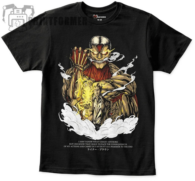 진격의거인 반팔 여름티셔츠 갑옷거인 라이너브라운