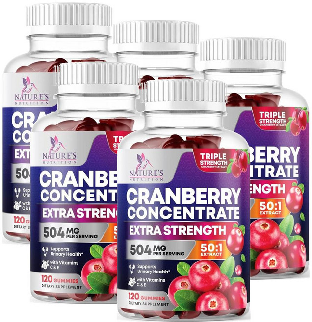 네이쳐뉴트리션 크랜베리 비타민C 25000mg 구미 Nature's Nutrition Cranberry, 5개, 120정