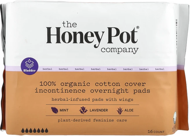 The Honey Pot Company 100% 유기농 순면 커버 허브 함유 패드 날개형 야간 요실금 16개입, TheHoneyPotCompany100유기농순면커버허브, 1개 - 쿠팡