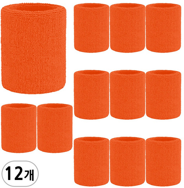 스포츠 손목밴드 중형, 오렌지, 12개