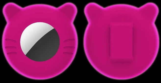 에어태그 고양이 칼라 거치대 소형 에어태그 고양이 칼라 거치대 실리콘 케이스 커버 고양이 개 애완동물, 15 Glow Pink-Cat ears