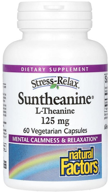 Natural Factors Suntheanine L-Theanine 네츄럴 팩터스 선테아닌 엘 테아닌 125mg 60베지캡슐, 120g, 1개, 60정