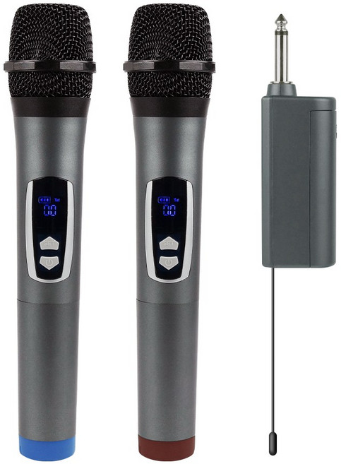 더씽 무선 마이크 2p + 수신기 세트, M900HA, 적색 + 청색