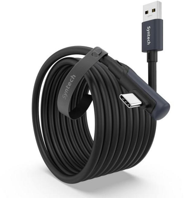 PCVR용 Syntech 링크 케이블 16FT OculusQuest 3Meta Quest 3S Quest2ProPico 4Ultra 액세서리 및 PCSteamVR 고속 PC 데, Black