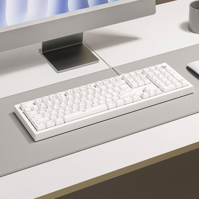 포팩트 QN108 저소음 노브 멤브레인 유선 키보드 화이트, 단품, 단품