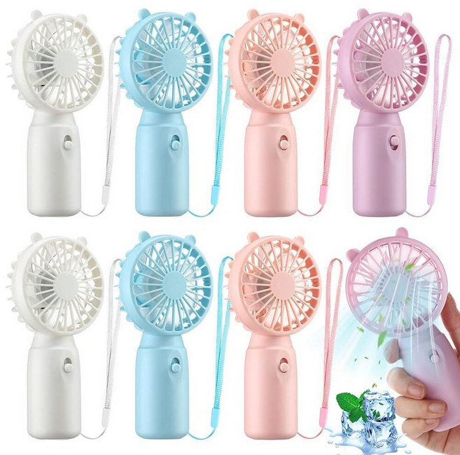 Glooglitter 48 Pcs Mini Portable Fans Bulk Handheld Battery Operated Fan with Lanyard Cooling Lig, 8, 화이트 블루 핑크 퍼플
