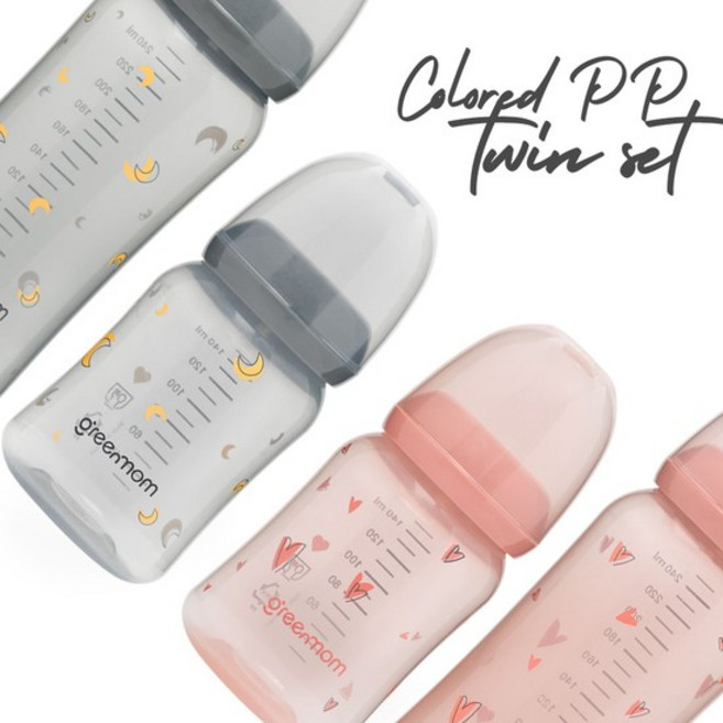 [컬러트윈팩] 컬러 PP 슬림형 노꼭지젖병, 1개