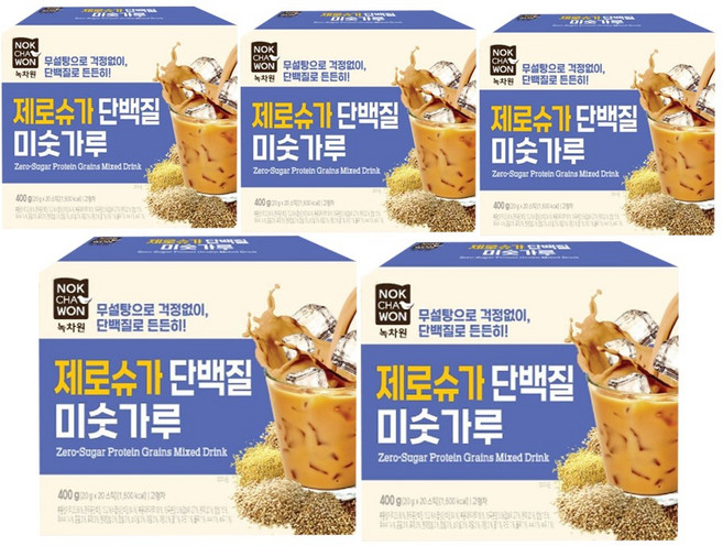 녹차원 제로슈가 단백질 미숫가루, 400g, 5개