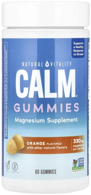 네츄럴바이탈리티 CALM 스트레스 방지 구미젤리 오렌지맛 구미젤리 60개, 1개, 60정 - 쿠팡