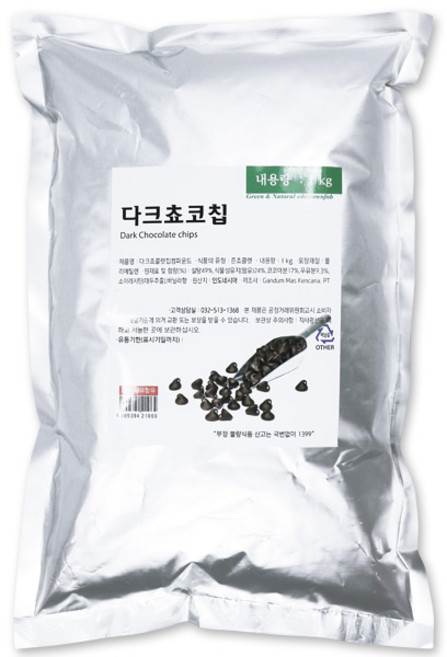 기타 초코칩(인도네시아) 1kg 다크 초콜렛 초콜릿 토핑용 쿠키 제과 제빵, 1개