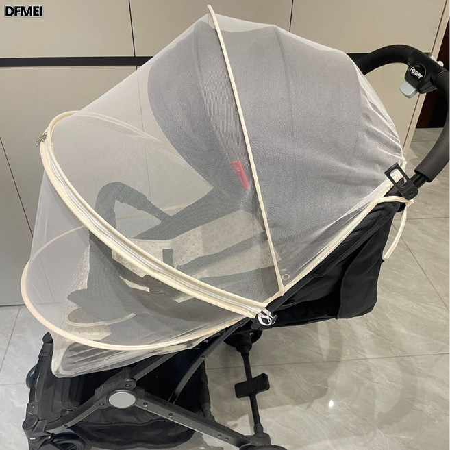 DFMEI 嬰兒車蚊帳全罩式通用加密高景觀手推車防蚊帳寶寶傘車蚊帳夏天, 1個, 香檳色:43cm×100cm