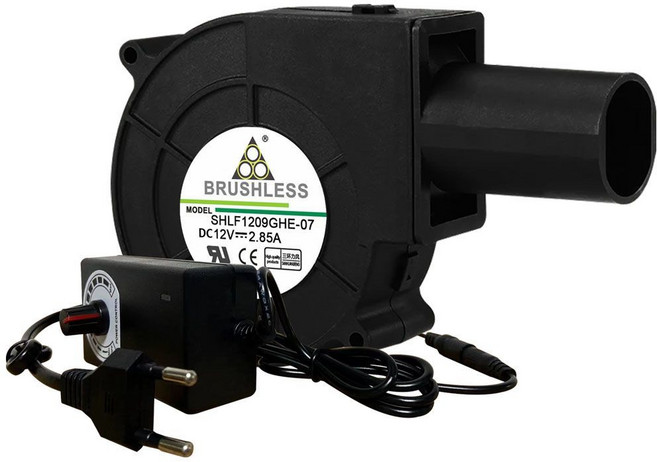 속도 조절 가능한 대형 풍량 송풍기 폐유 스토브 장작 난로 선풍기 높은 220V 12V, 3) With US Power