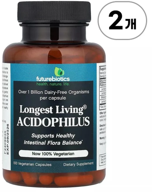 퓨처바이오틱스 롱기스트 리빙 애시도필러스 유산균 Futurebiotics Longest Living Acidophilus 100정, 2개 - 쿠팡