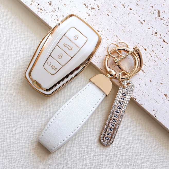 트니르 르노 호환 그랑 콜레오스 D타입 TPU 번호판 키링 자동차 키 케이스 키홀더 용품, 일반오링, 화이트