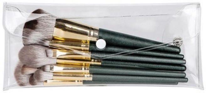 [우리] 투명 PVC 똑딱이 수납 메이크업 파우치, 중형, 1개