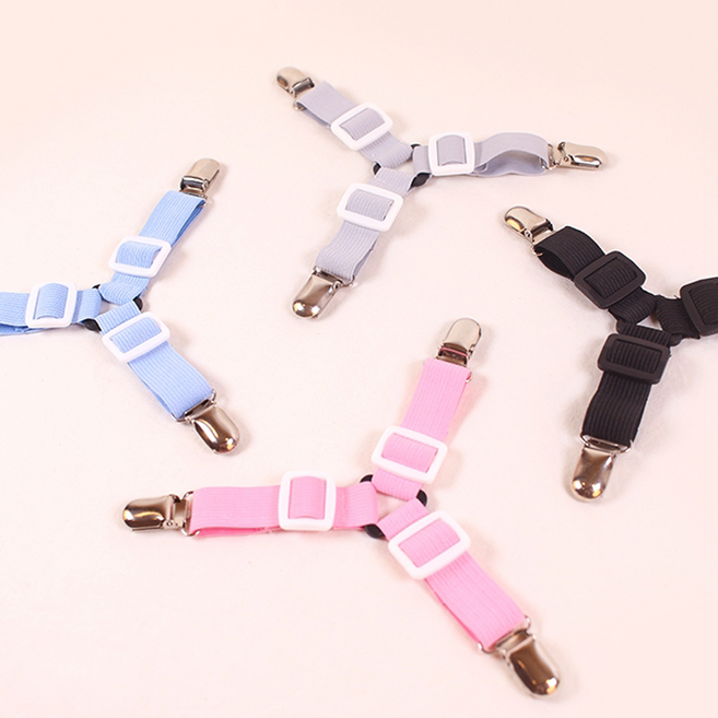 꽉잡아 침대 시트 매트리스 밀림 방지 패드 고정 집게 밴드 4P, 1세트, 그레이