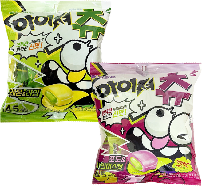 오리온제과 아이셔츄 포도 & 샤인머스캣 193.5g + 레몬 & 라임 193.5g, 1세트