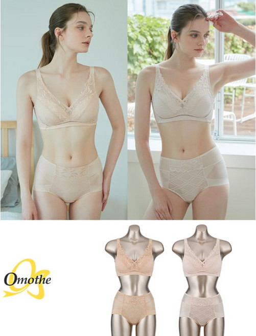 오모떼 프리미엄 수피마 코튼 풀커버 레이스 브라 팬티 4종 세트 D형